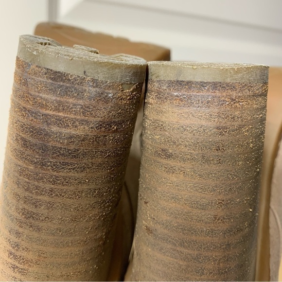 RUDSAK Ankle Heeled Booties Distressed Tan Leather Fleeced sz 38 Winter Boots - Picture 13 of 14